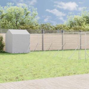 Kojec dla psa, z dachem, srebrny, 10x10x2,5m stal galwanizowana