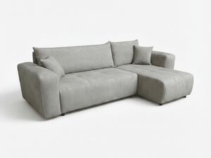 Jasnoszara rozkładana narożna sofa SORELA, dwustronna + 2 poduszki GRATIS