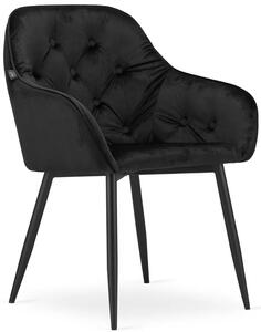 Czarne welurowe krzesło pikowane - Antal 3X