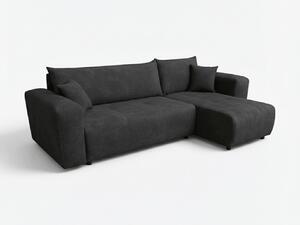 Czarna rozkładana narożna sofa SORELA, dwustronna + 2 poduszki GRATIS