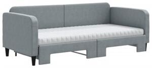 Sofa rozsuwana z materacami, jasnoszara, 90x200 cm, tkanina
