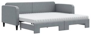 Sofa rozsuwana z materacami, jasnoszara, 90x200 cm, tkanina