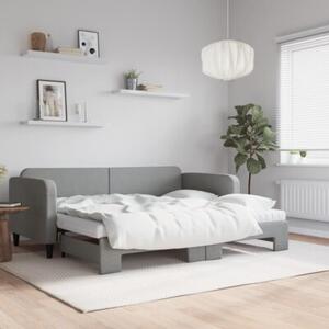Sofa rozsuwana z materacami, jasnoszara, 90x200 cm, tkanina