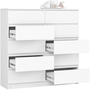 Komoda do salonu, sypialni, STILO, 10 szuflad, 120x40x121 cm, biel, mat | TYLETEGOTU