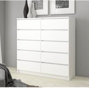 Komoda do salonu, sypialni, STILO, 10 szuflad, 120x40x121 cm, biel, mat | TYLETEGOTU