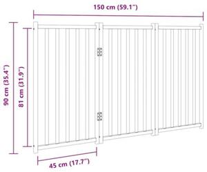 Bramka dla psa składana 3 panele 150 cm lite drewno jodłowe
