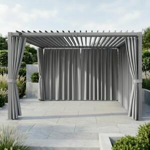 Pergola multiklimatyczna 3x4 m z zasłonami i regulowanym stalowym dachem, 12 m²