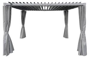 Pergola multiklimatyczna 3x4 m z zasłonami i regulowanym stalowym dachem, 12 m²