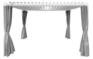 Pergola multiklimatyczna 3x4 m z zasłonami i regulowanym stalowym dachem, 12 m²