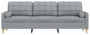 Sofa 3-osobowa z poduszkami, jasnoszara, 210 cm, obita tkaninÄ