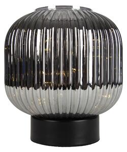 Lampa stołowa Art Deco czarna z przydymionym szkłem ze sznurem świetlnym E27 - Karel