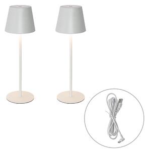 Zestaw 2 lamp stołowych białych ze ściemniaczem i funkcją ładowania - Murdock