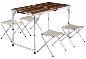 Tectake 402403 stolik składany walizkowy z 4 krzesełkami - brązowy/biały