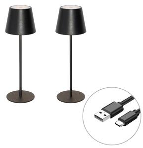 Zestaw 2 lamp stołowych czarnych ze ściemniaczem i akumulatorem - Murdock