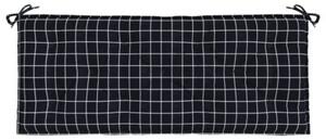 Poduszka na ławkę ogrodową, czarna w kratkę, 120x50x7 cm