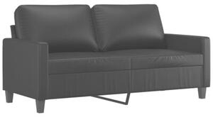 Sofa 2-osobowa z poduszkami, czarna, sztuczna skÃ³ra
