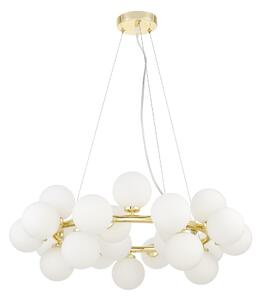 LAMPA WISZĄCA NOWOCZESNA ZŁOTO KLASYCZNE BIAŁE KULE MARSIADA 25