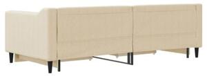Sofa rozsuwana z szufladami, kremowa, 90x200 cm, tkanina