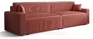 Łososiowa sofa rozkładana z pojemnikiem na pościel L0-L28