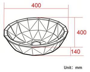 Umywalka nablatowa Corciano Lunaris Flow Bursztynowa 40 cm