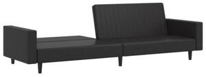 Sofa, 2-osobowa czarna, sztuczna skÃ³ra
