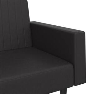 Sofa, 2-osobowa czarna, sztuczna skÃ³ra