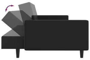 Sofa, 2-osobowa czarna, sztuczna skÃ³ra