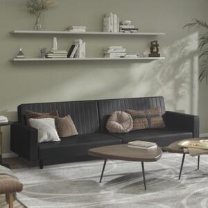 Sofa, 2-osobowa czarna, sztuczna skÃ³ra
