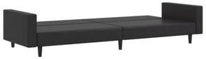 Sofa, 2-osobowa czarna, sztuczna skÃ³ra