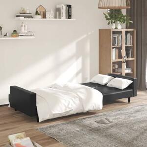 Sofa, 2-osobowa czarna, sztuczna skÃ³ra