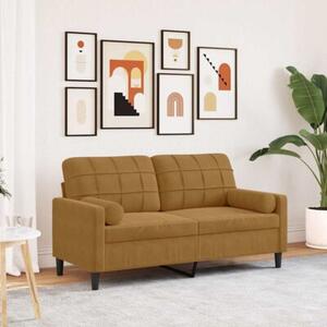 Sofa 2-osobowa z poduszkami, brÄ zowa, 140 cm, aksamit