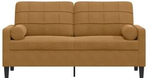 Sofa 2-osobowa z poduszkami, brÄ zowa, 140 cm, aksamit