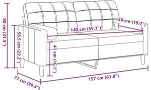 Sofa 2-osobowa z poduszkami, brÄ zowa, 140 cm, aksamit