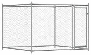Klatka dla psa, z drzwiami, szara, 2x2x1,5 m, stal