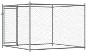 Klatka dla psa, z drzwiami, szara, 2x2x1,5 m, stal