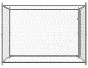 Klatka dla psa, z drzwiami, szara, 2x2x1,5 m, stal