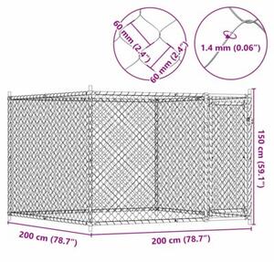 Klatka dla psa, z drzwiami, szara, 2x2x1,5 m, stal