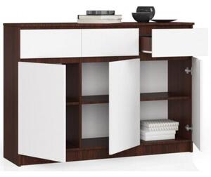 Komoda, 3 szuflady, 3 drzwi, ATLAS, 140x40x99 cm, wenge, biel, mat | TYLETEGOTU
