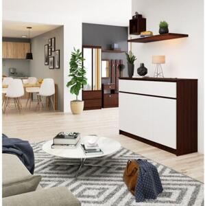 Komoda, 3 szuflady, 3 drzwi, ATLAS, 140x40x99 cm, wenge, biel, mat | TYLETEGOTU