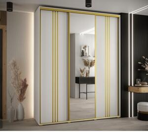 Szafa przesuwna wysoka Davos 7 190, gł. 60 cm biały + biały + złoty