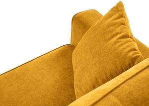 Narożnik z funkcją spania Fano Yellow Structured Fabric Prawostronna kolor nóg złoty