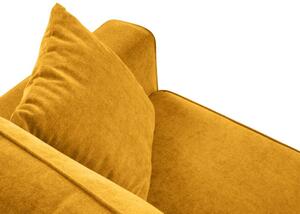 Narożnik z funkcją spania Fano Yellow Structured Fabric Lewostronna kolor nóg złoty
