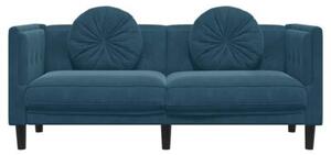 Sofa 2-osobowa z poduszkami, niebieska, aksamit