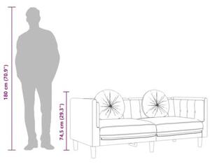 Sofa 2-osobowa z poduszkami, kremowa, aksamit