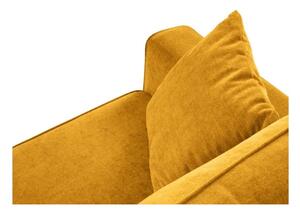Narożnik z funkcją spania Dunas Yellow Structured Fabric Prawostronna kolor nóg złoty