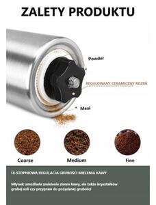Ręczny Młynek Do Kawy Żarnowy Do Mielenia Kawy Metalowy Ceramiczne Żarno