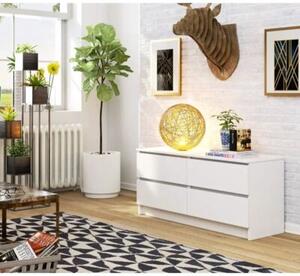 Komoda do sypialni, STILO, 120x40x55 cm, biel, mat | TYLETEGOTU