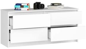 Komoda do sypialni, STILO, 120x40x55 cm, biel, mat | TYLETEGOTU