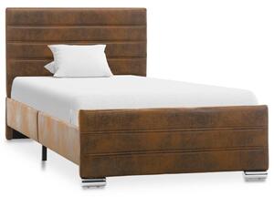 Rama łóżka, brązowa, sztuczna skóra zamszowa, 100 x 200 cm