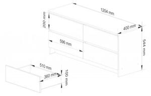 Komoda do sypialni, STILO, 120x40x55 cm, biel, mat | TYLETEGOTU